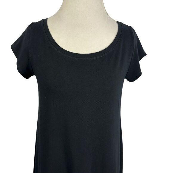 Eileen Fisher The System Women's Black Stretch Shift Shirt Dress S/S Size M - Picture 4 of 8